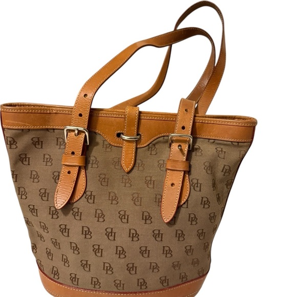 Dooney & Bourke Monogrammed Canvas/Leather Shoulder Bucket
Bag Brown/Tan - Picture 13 of 16